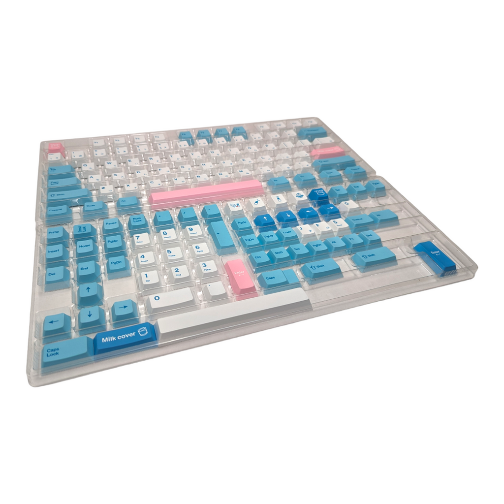 Pink and Blue Milk Cow PBT Cherry MX Keycap Set ( 140pc )