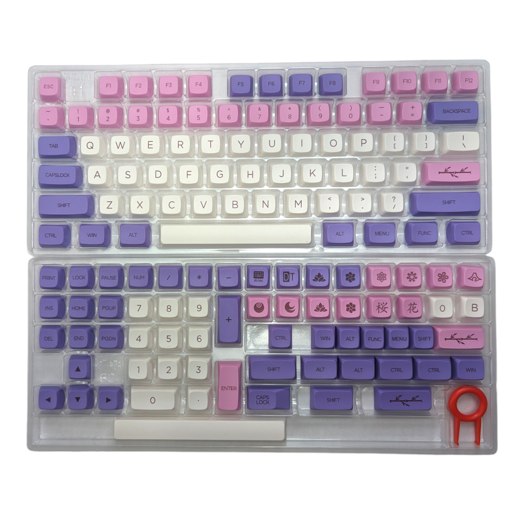 Purple and Pink Sakura PBT XDA Keycap Set ( 137pc )