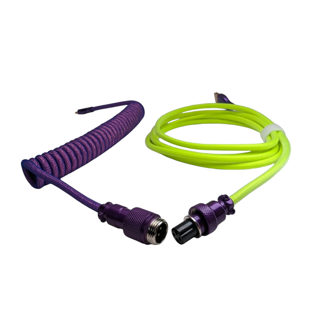 Neon Alien Braided Coiled Cable for mechanical custom keyboards