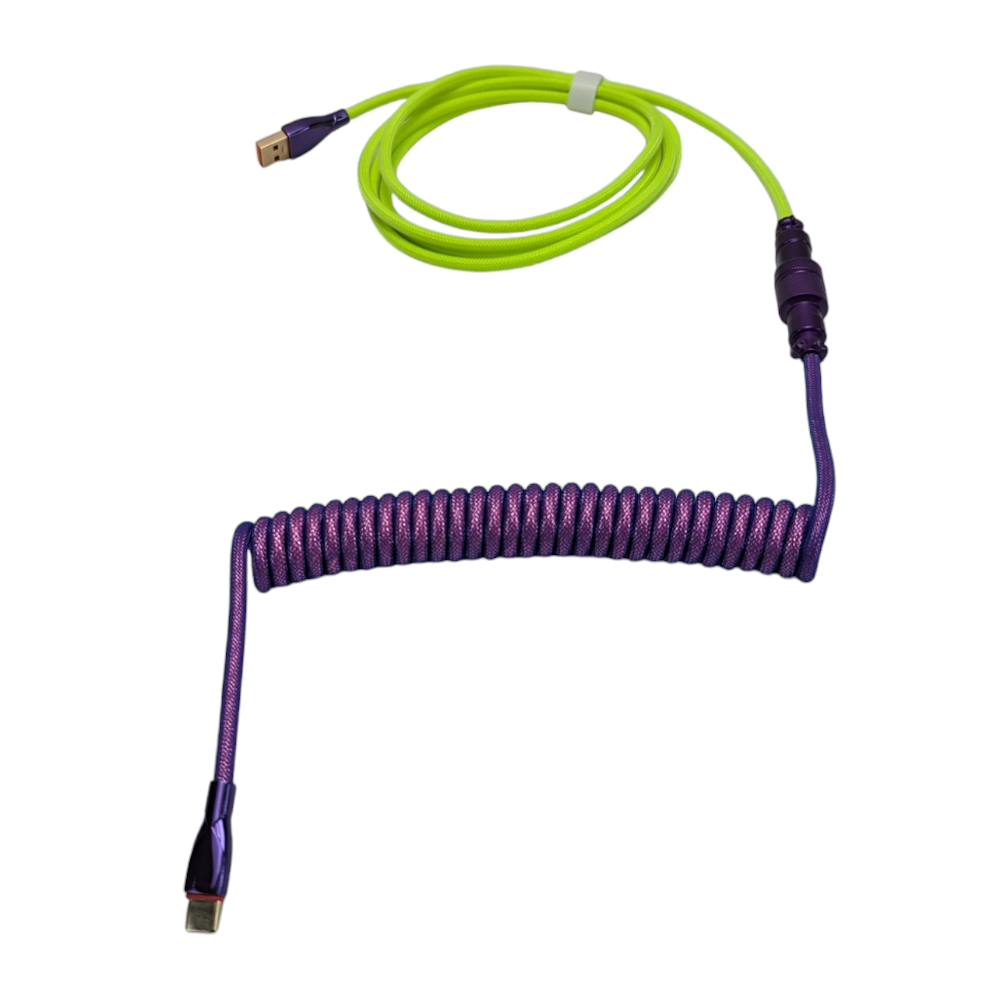 Neon Alien Braided Coiled Cable for mechanical custom keyboards