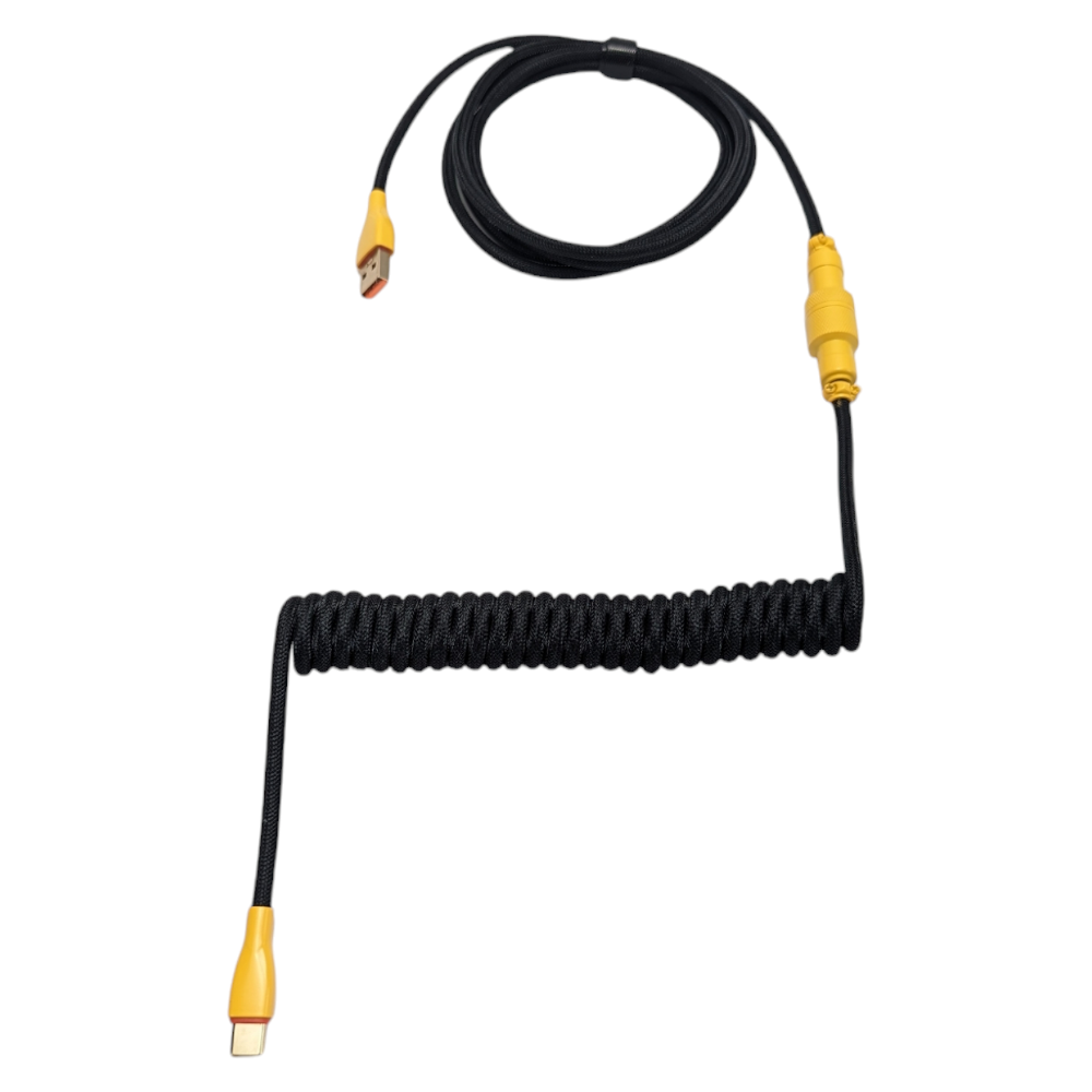 mechanical custom keyboard coiled cable usb c bumblebee black yellow