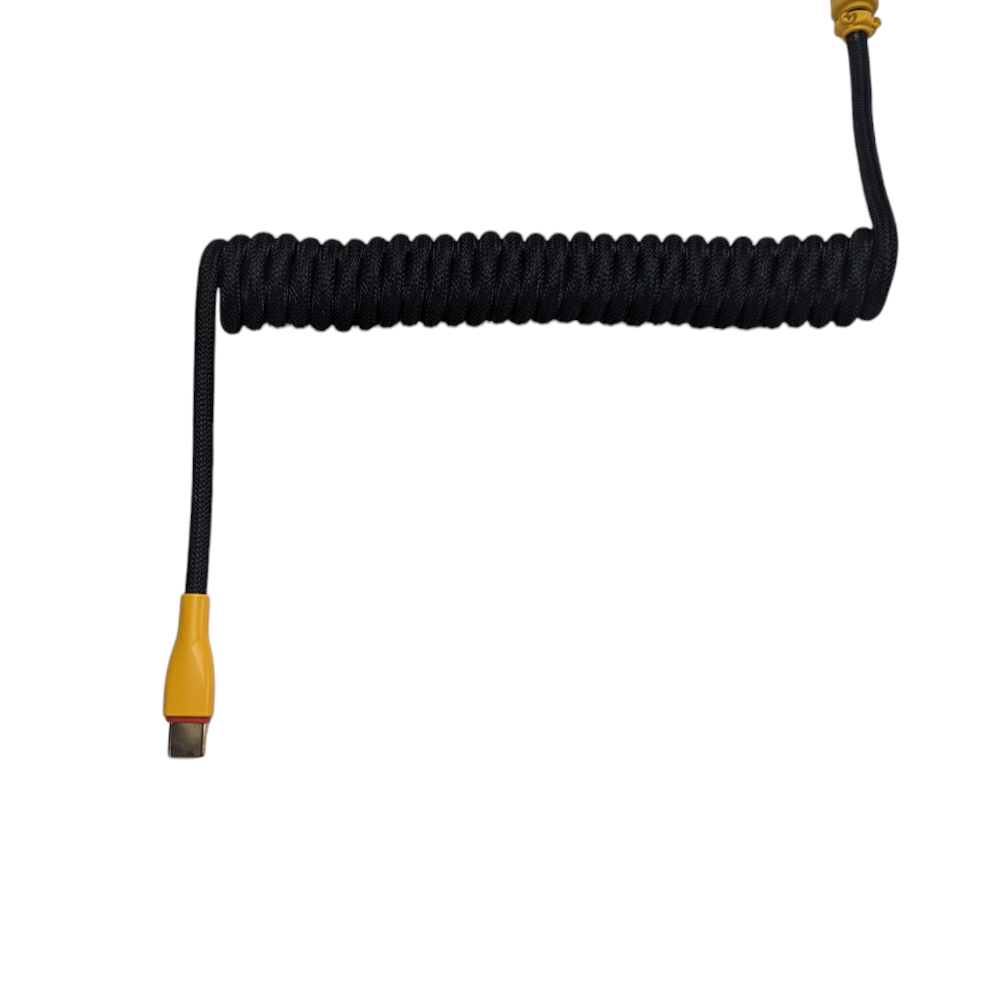 mechanical custom keyboard coiled cable usb c bumblebee black yellow